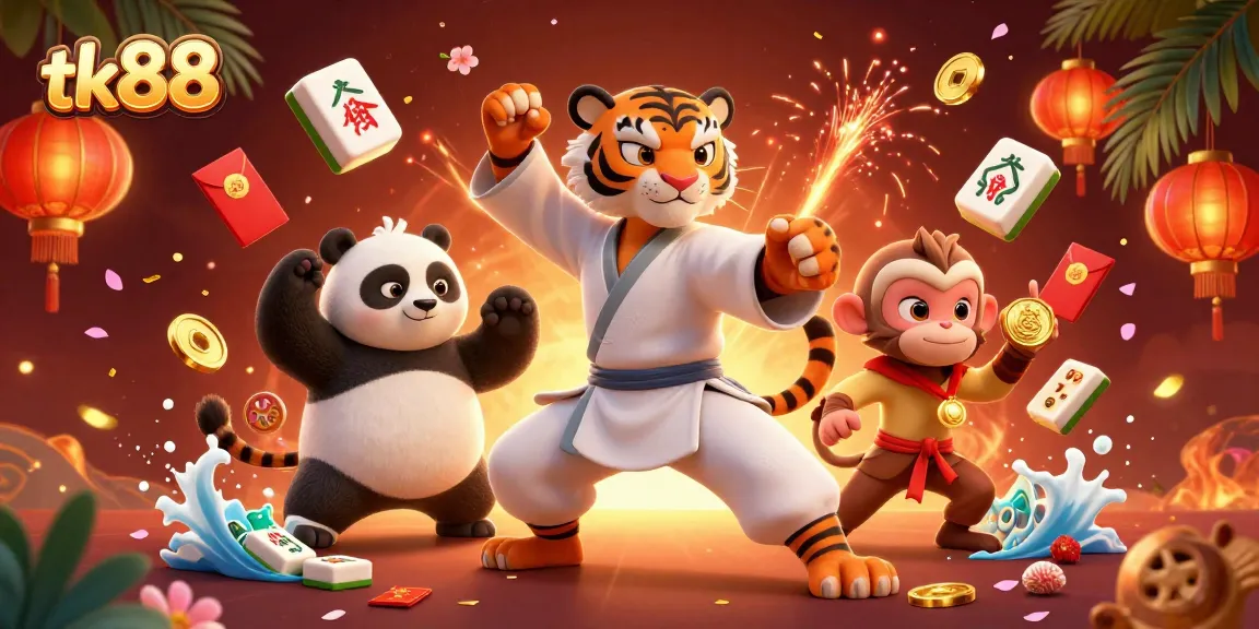 Engage with tk88's vibrant casino experience featuring playful characters and dynamic game elements.