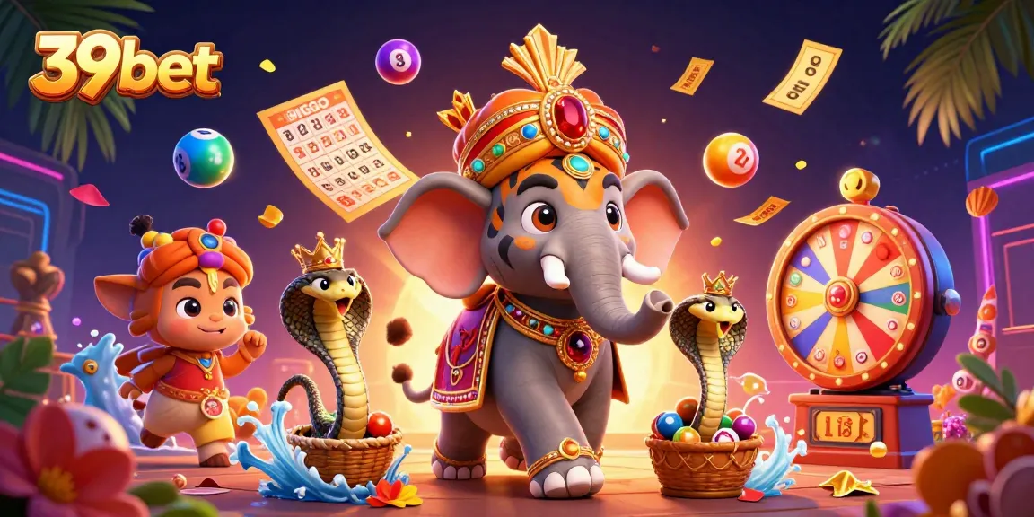 Play exciting casino games at 39bet with vibrant lottery and jackpot elements featured in this dynamic illustration.