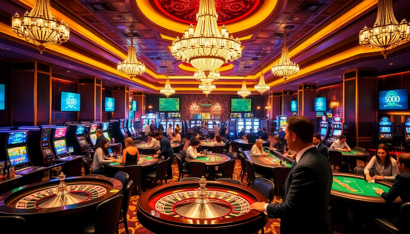 Players enjoying table games at SODO CASINO 66, experiencing an elegant and exciting atmosphere.