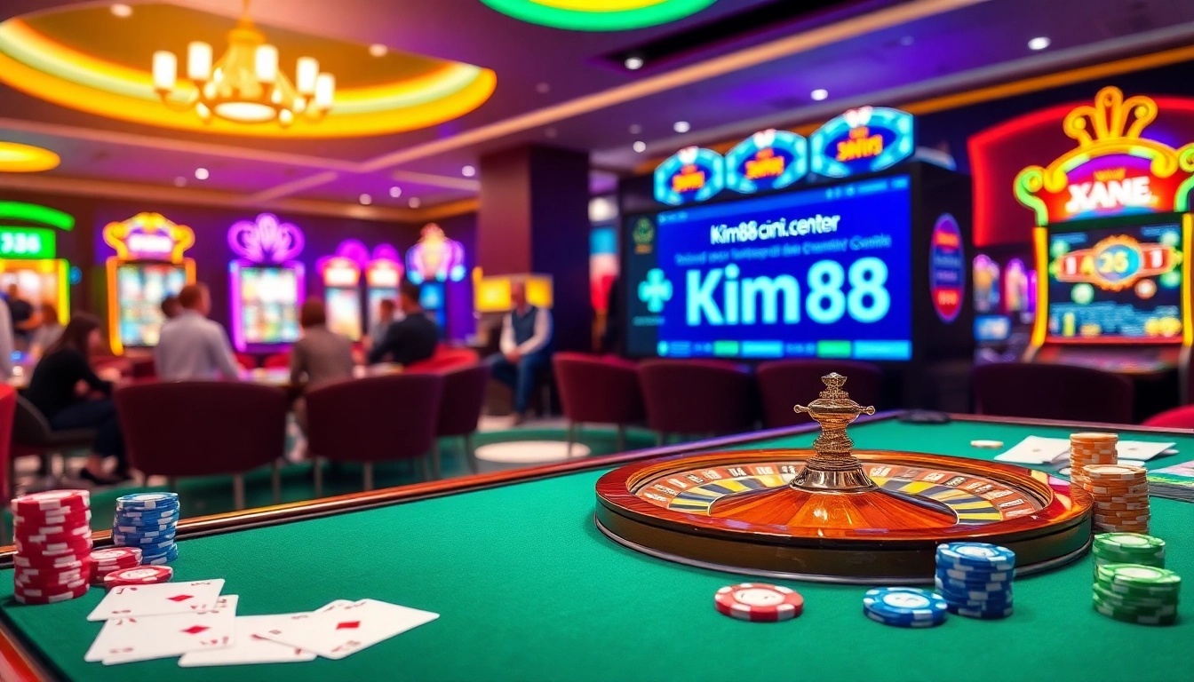 Experience the excitement of gambling at https://kim88.center/ with vibrant casino visuals showcasing roulette, cards, and slot machines.