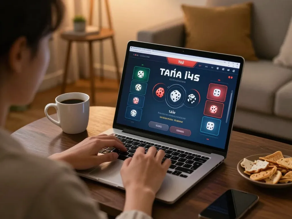Tài Xỉu Online gameplay experience from taixiuonline8 with engaging interface on laptop and cozy ambiance.