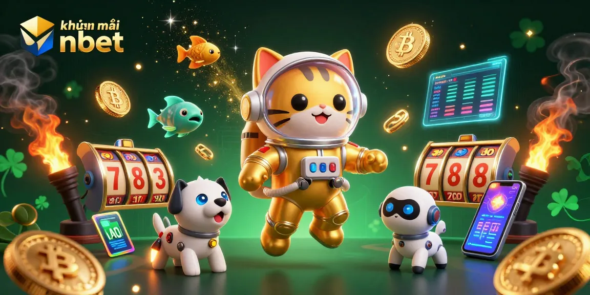 Win big with khuyến mãi nbet in this dynamic casino-themed illustration featuring space characters.