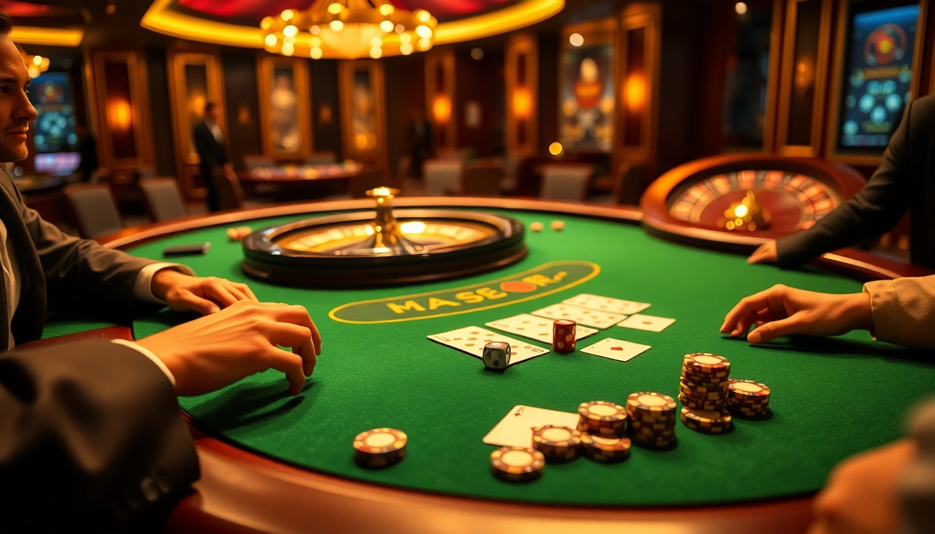 Watch S8 players strategize with poker chips and cards in an upscale casino.