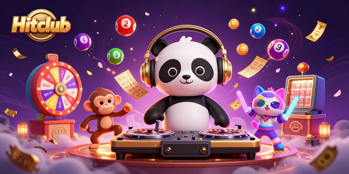 Hitclub players enjoying vibrant excitement with DJ panda, breakdancing monkey, and glowing kitten