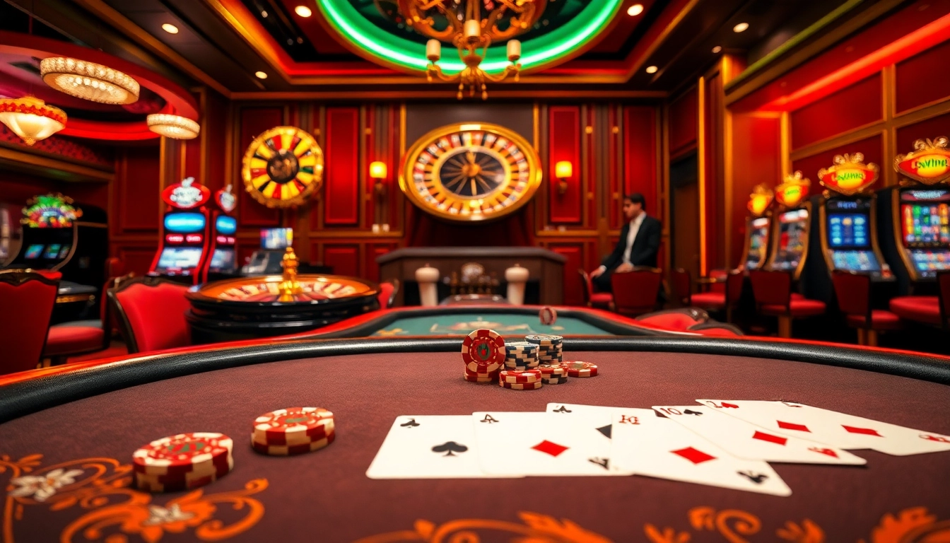 Experience thrilling moments at 23win with vibrant gaming activities in a luxurious casino setting.