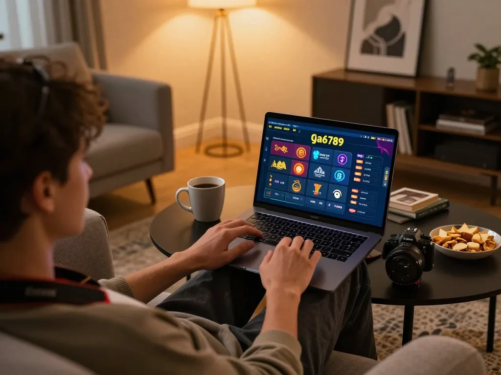 Engaging in gameplay on ga6789's online betting platform while enjoying a cozy home environment.