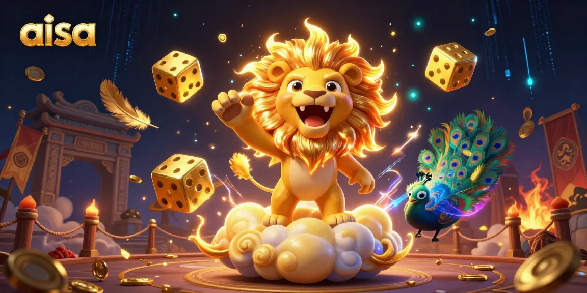 Roll with aisa's thrilling gaming action as the sun lion and golden dice dominate the casino scene.