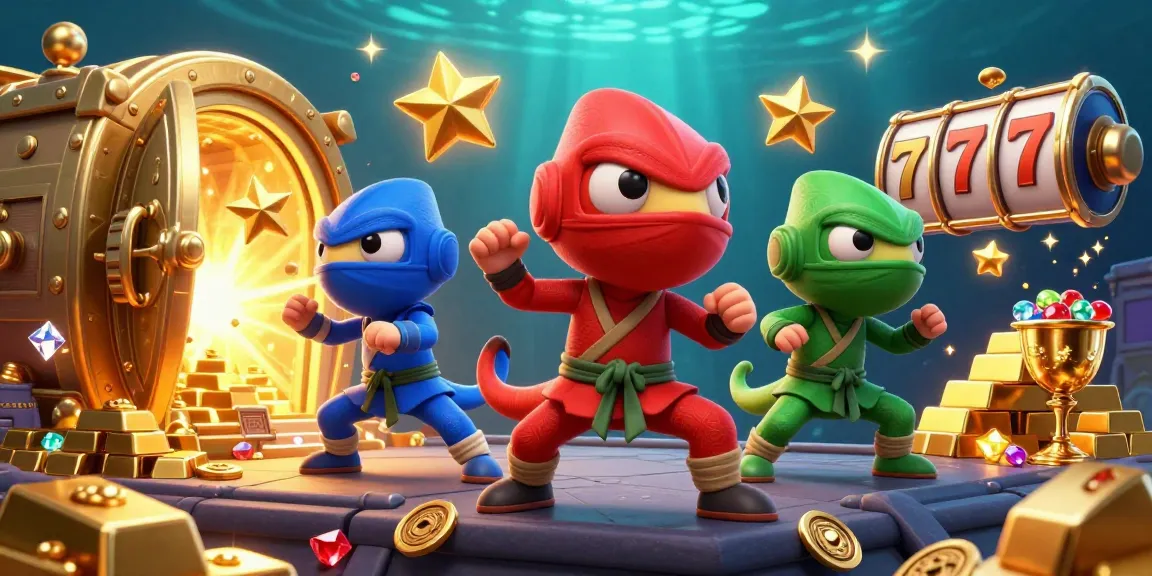 Experience the thrill of credit card casinos with vibrant chameleons and treasures.