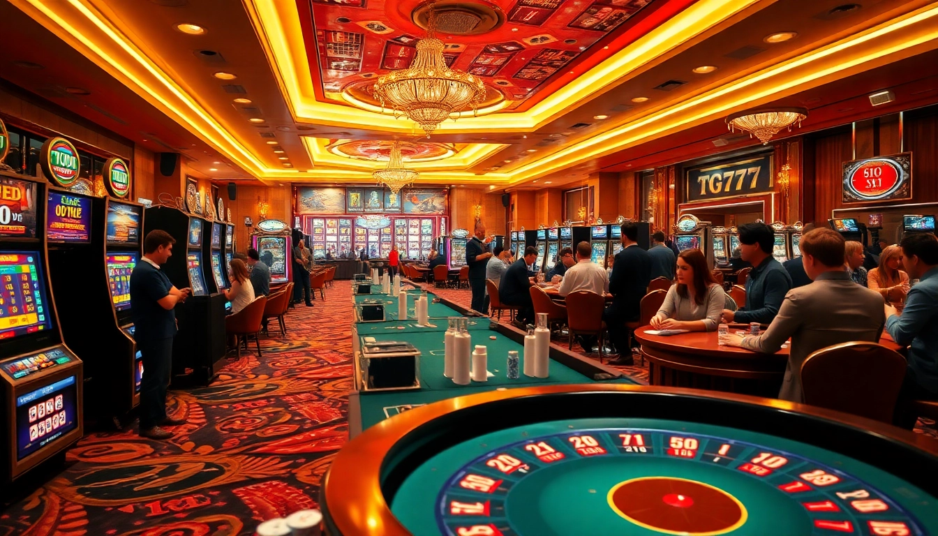 Experience the thrill of TG777 online gaming with exciting casino tables and vibrant slot machines.