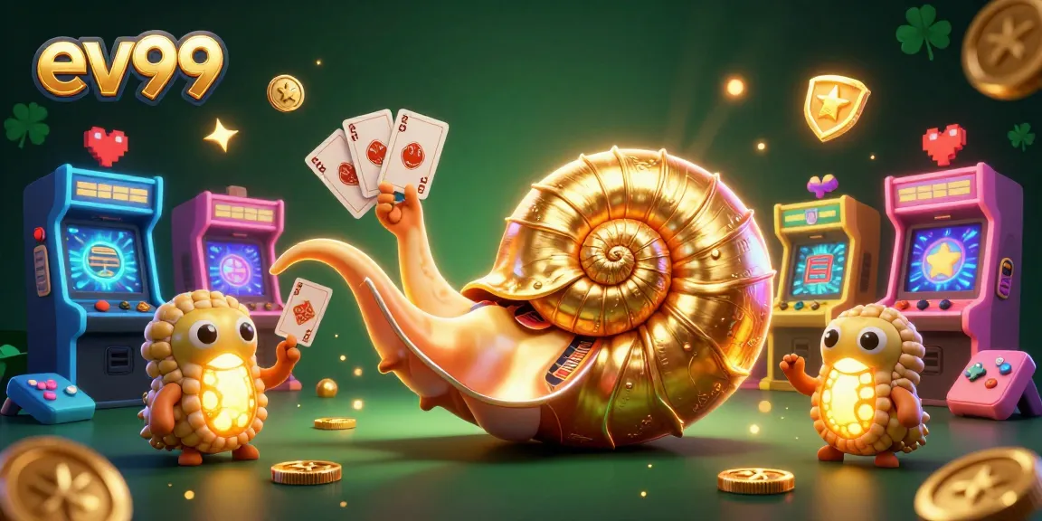 ev99 players enjoying a vibrant casino adventure amidst colorful arcade machines and golden spirals