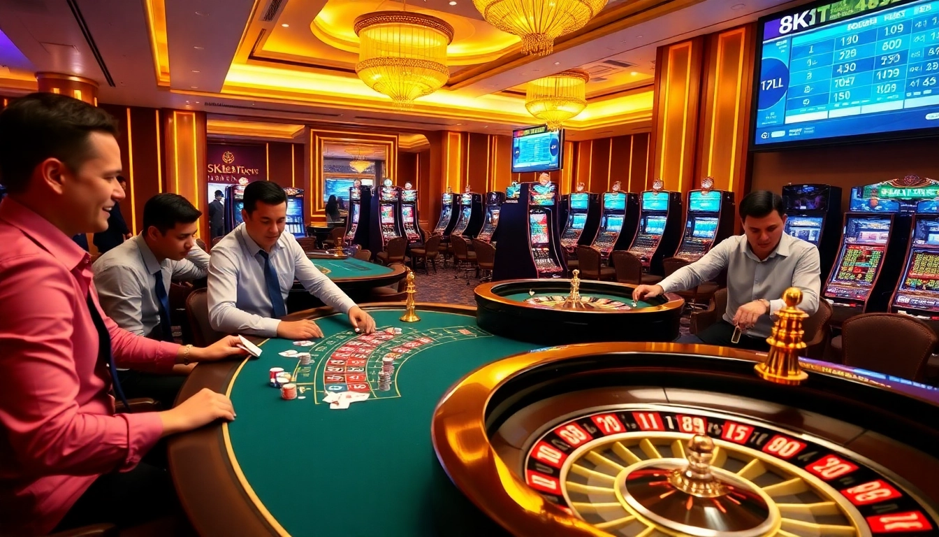 Experience thrilling gameplay at 8kbet with sleek poker tables and vibrant casino ambiance.