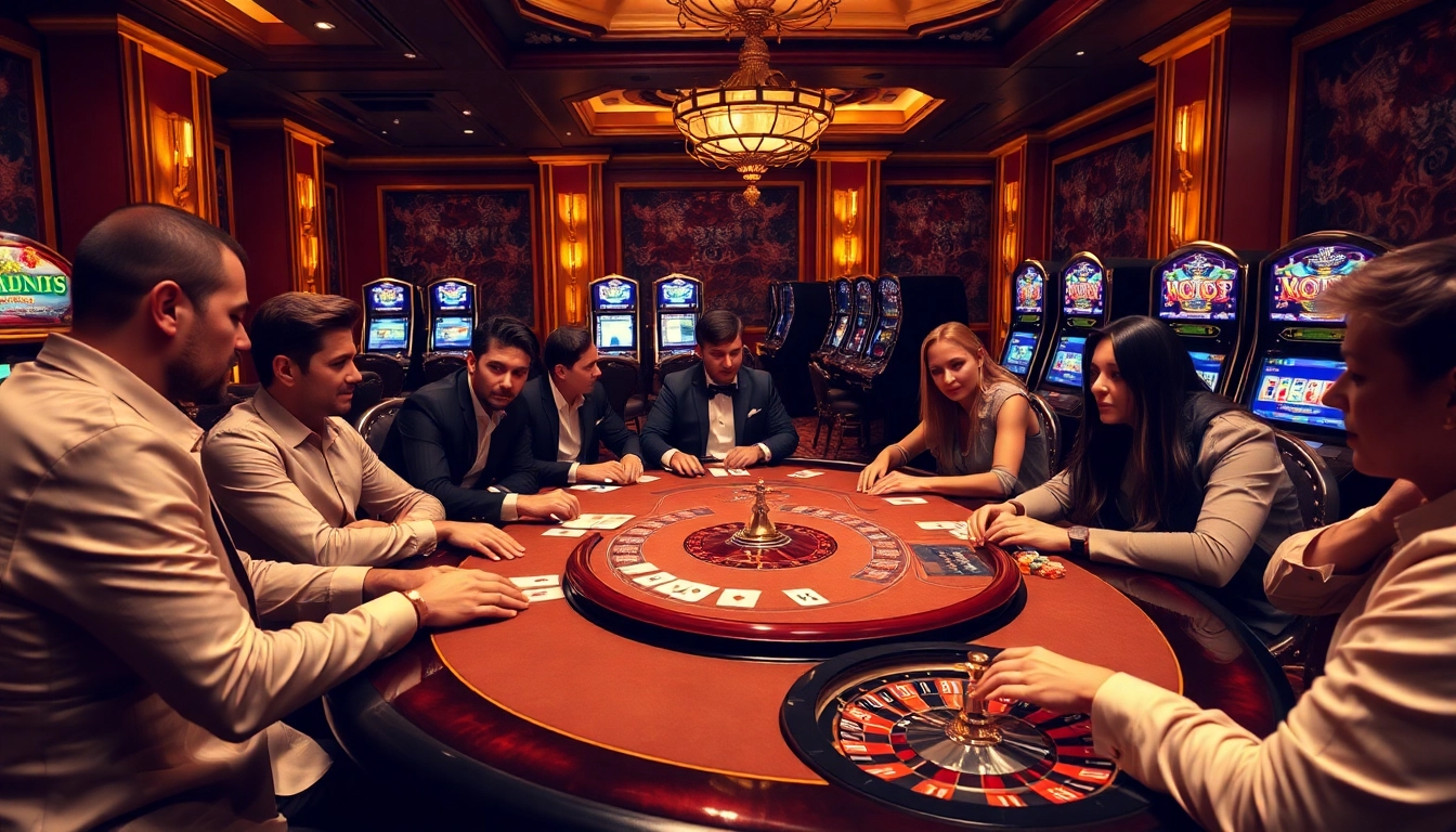 Experience the excitement of KJC gaming with players at a luxurious casino table.