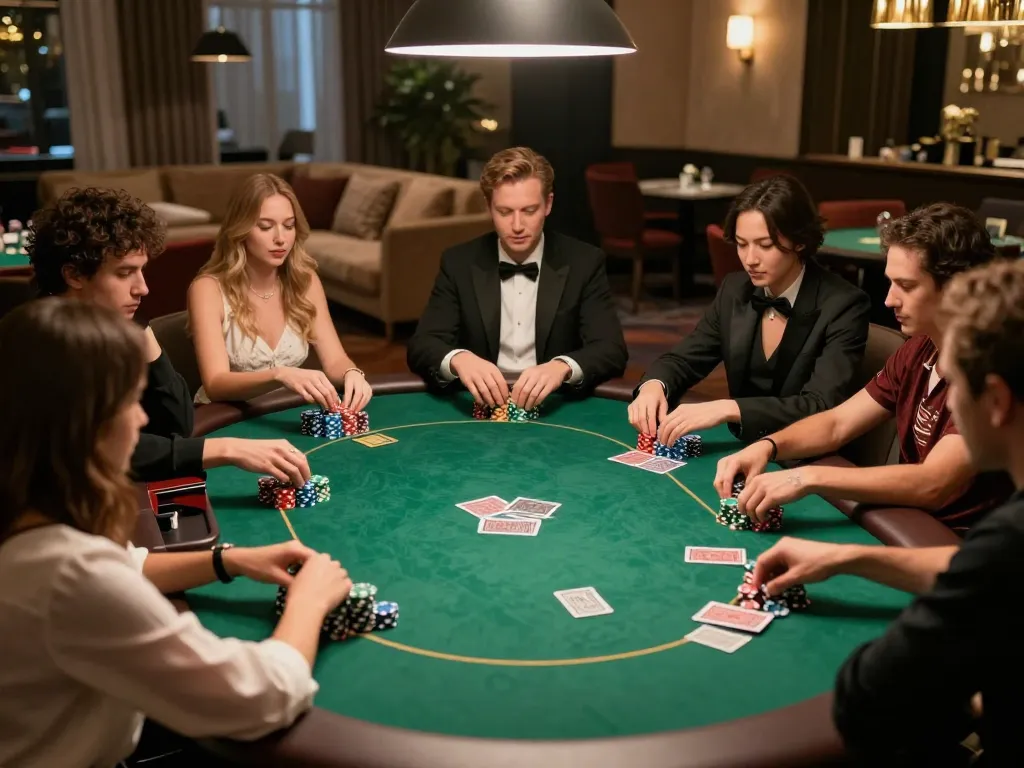 Players enjoying a competitive poker game with Ok9 strategies, vibrant chips stacked and cards in play