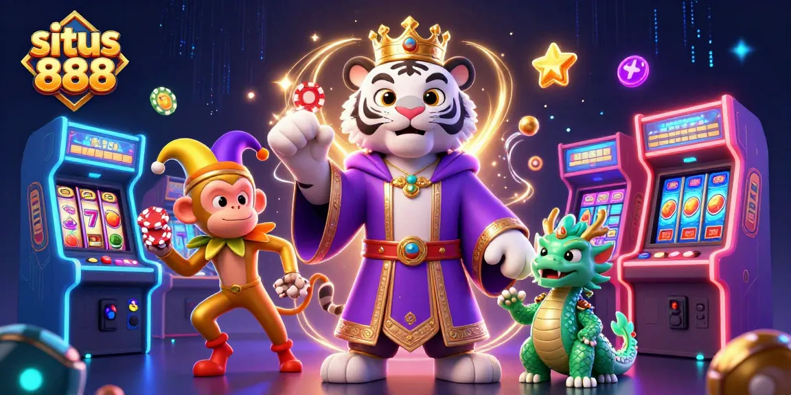 Experience the excitement of situs 888 with vibrant characters and dynamic casino elements.