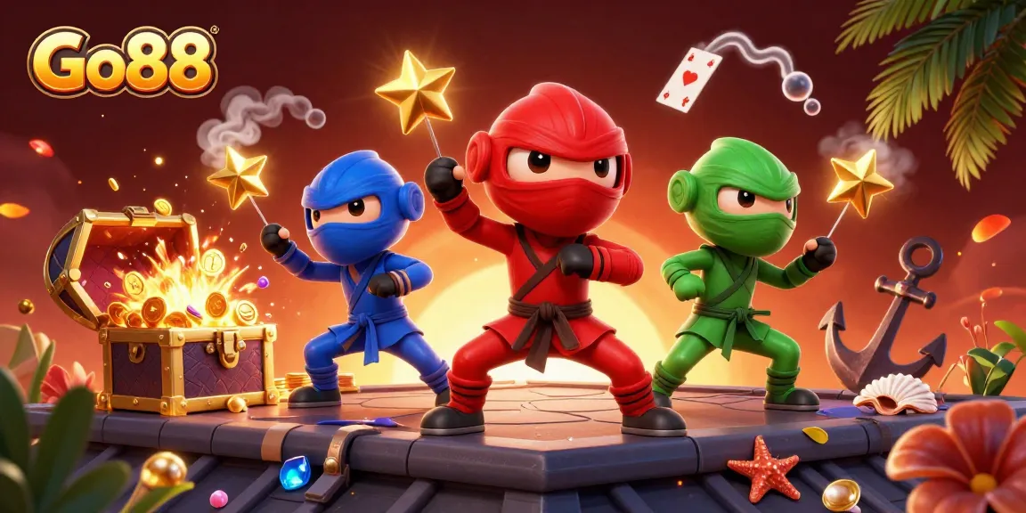 Experience the thrill of Go88 with chameleons battling amidst dazzling gems and cards!