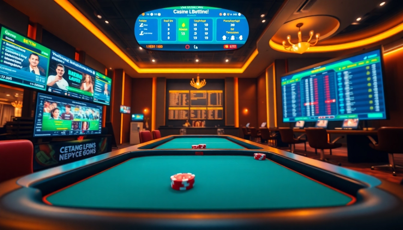 Vibrant casino atmosphere showcasing nhacaiuytin's online betting options and immersive gaming experience.
