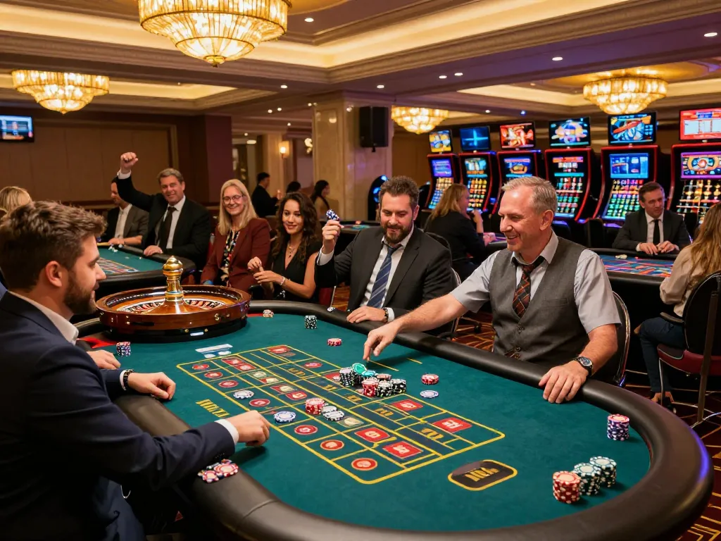 Cakhiatv casino scene showcasing players engaging at roulette tables in a vibrant atmosphere