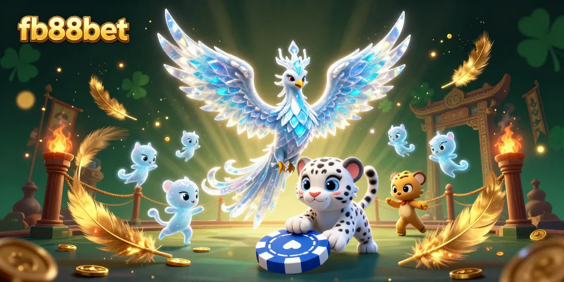 Engage in thrilling gaming action at fb88bet with an enchanting ice phoenix scene in a vibrant casino