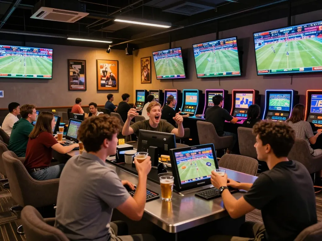 Place bets at the vibrant XX88 sports betting lounge with energetic atmosphere.