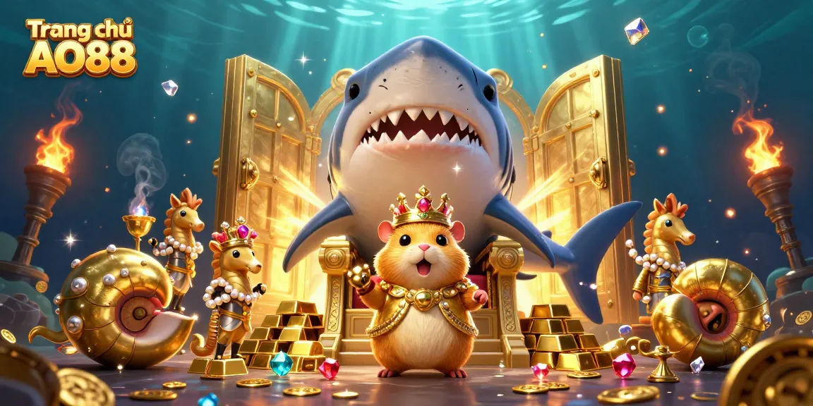 Engage with exciting games at Trang chủ AO88, featuring vibrant 3D casino-themed characters and treasures.