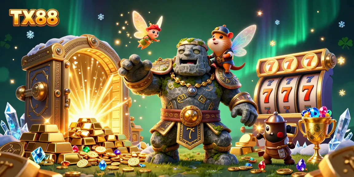 Engage with TX88's thrilling slot gameplay while witnessing magical guardians and treasures.