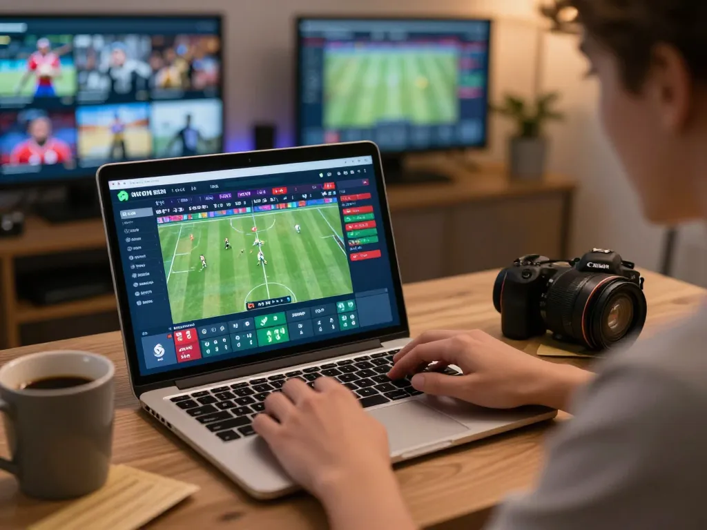 SV66 sports betting setup with a user engaging in live betting on a laptop.