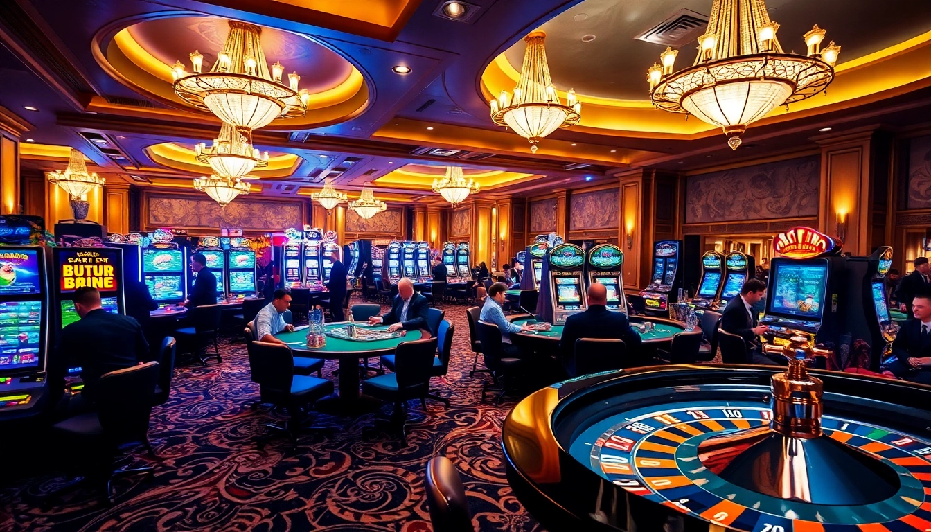 Engaged gamblers enjoying premium casino gaming at 58win, showcasing vibrant tables and luxurious atmosphere.