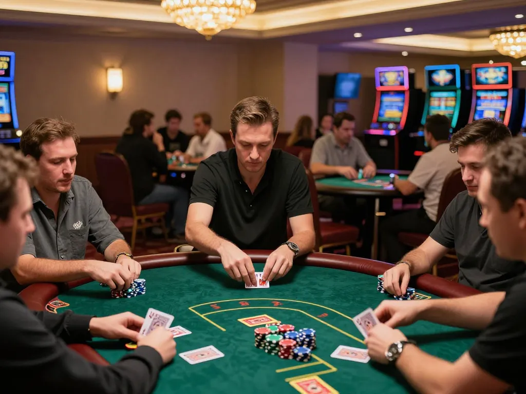 Players at a poker table engaged in thrilling gameplay, showcasing excitement and strategy, featuring the sc88 com logo.