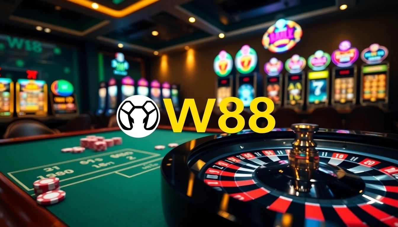 WW88 highlights an exciting online gambling experience with vibrant casino elements.