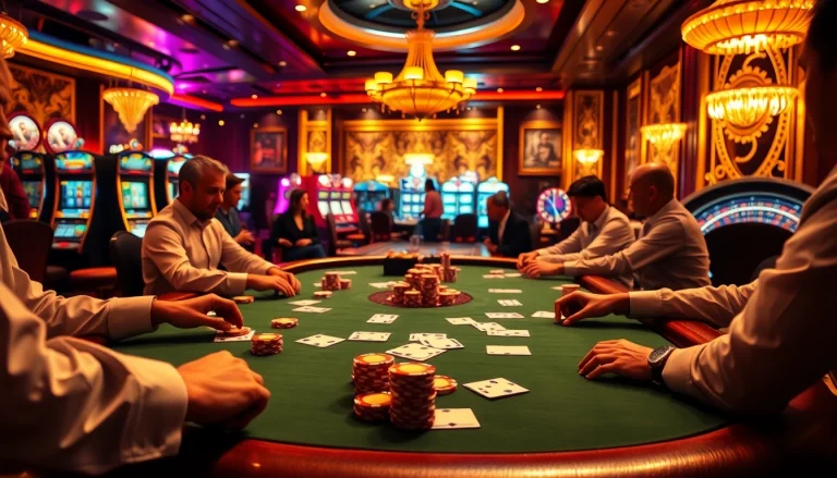 Experience the excitement of gambling at https://s666hn.com/ with a vibrant casino scene featuring poker action.