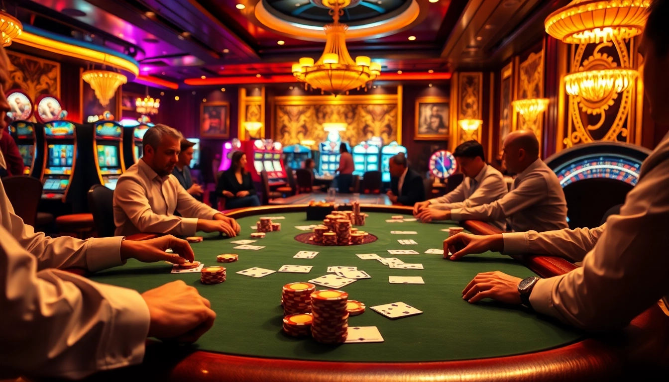 Experience the excitement of gambling at https://s666hn.com/ with a vibrant casino scene featuring poker action.