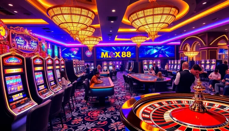 Experience the thrill of slots and poker games at max88's luxurious casino atmosphere.