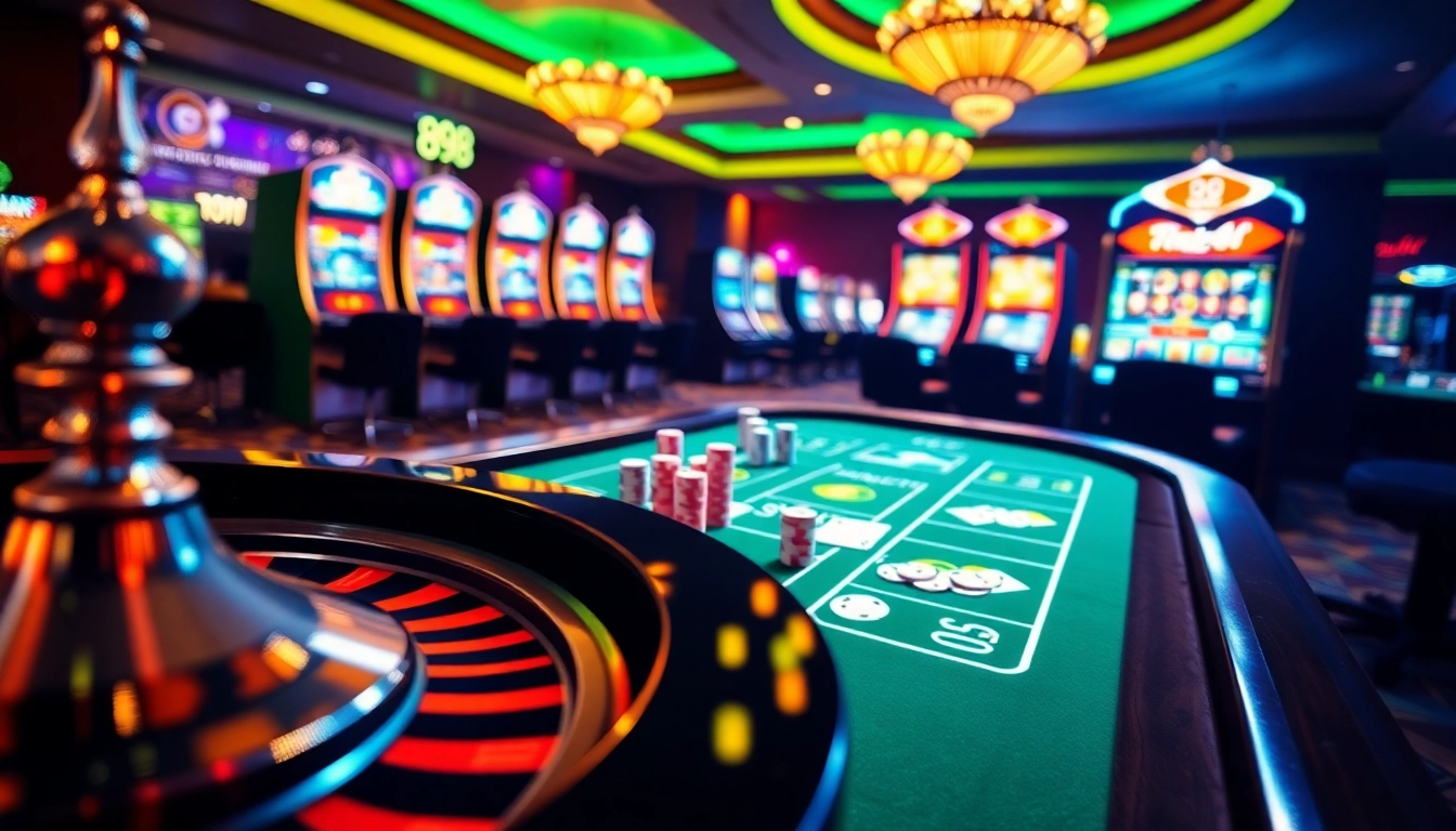 Experience the thrill of fun88 gaming with vibrant slot machines and poker chips.