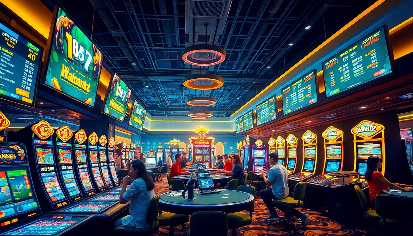 Exciting online gambling experience at winvn88.live with diverse players in a modern casino setting.