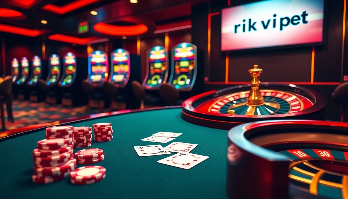 Experience the thrill of playing at rikvip.gb.net with vibrant casino settings and luxury gaming elements.