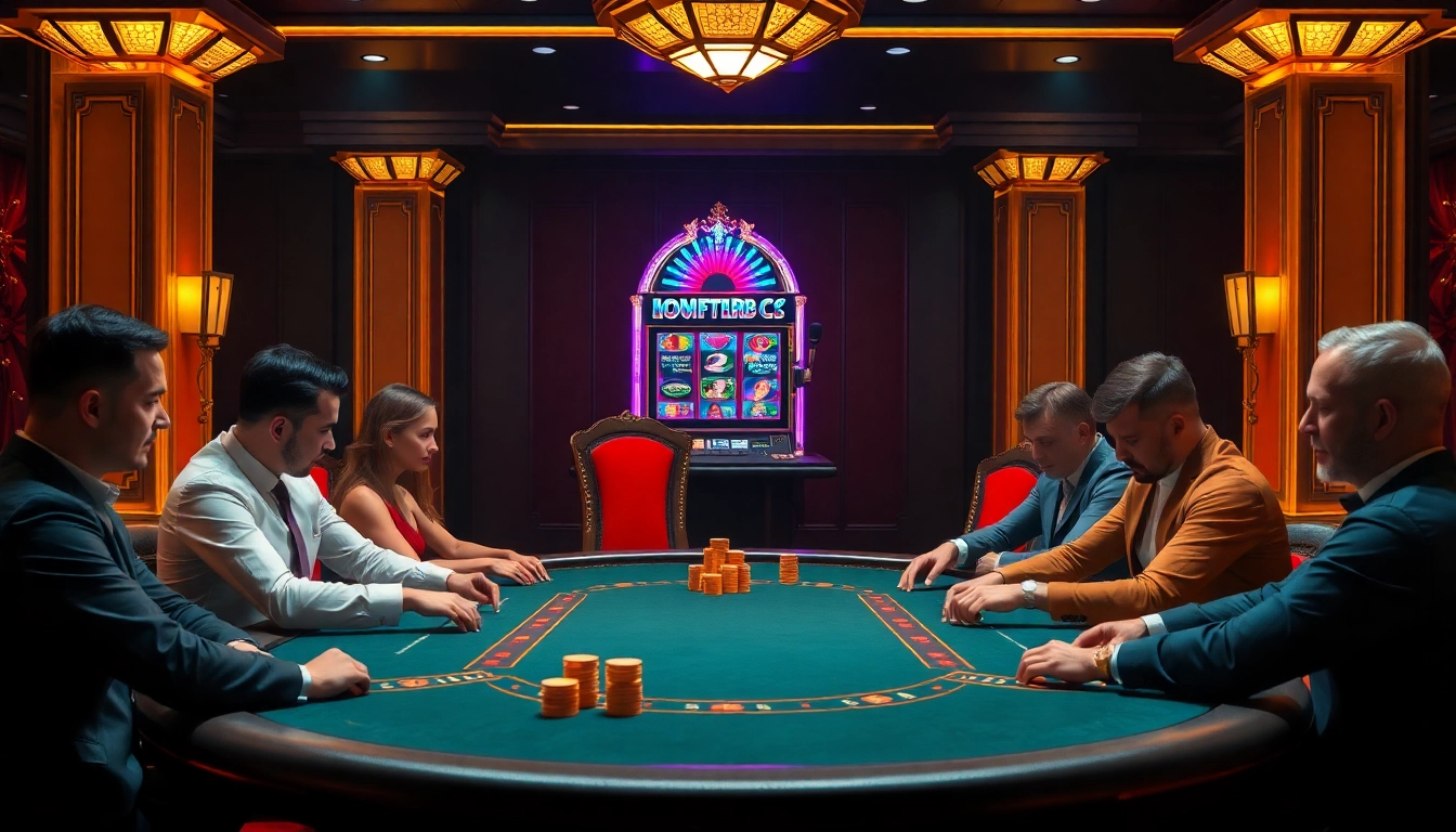 Engaging poker game scene at https://hu88u.com/ with players, chips, and warm lighting.