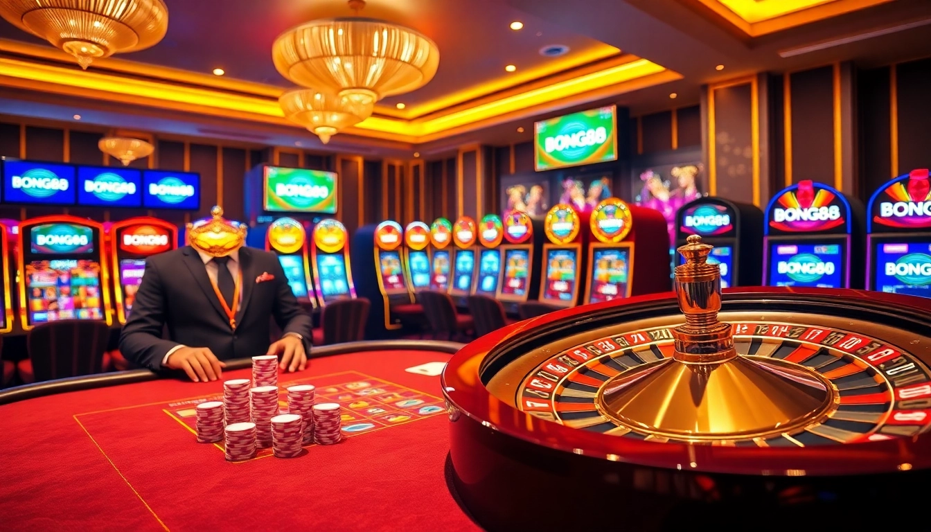 Bong88 offers an exciting casino experience with a live dealer at a blackjack table.