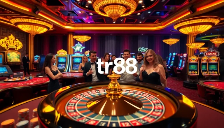 Players engage in thrilling games at TR88 casino tables, showcasing excitement and strategy.