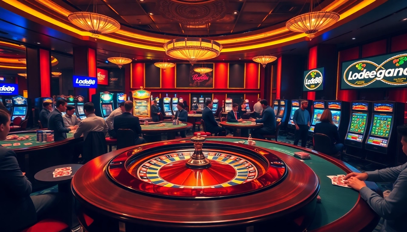 Players enjoying gaming action at a casino with lode88 ai technology enhancements.