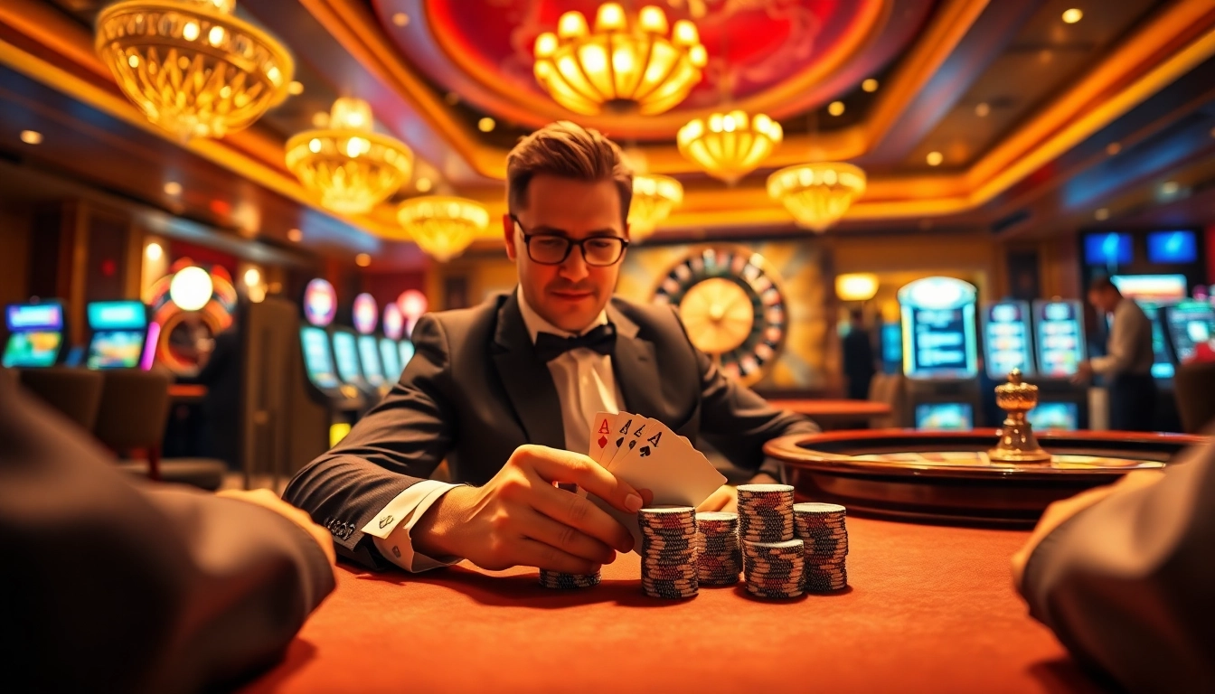 Engage with thrilling games at loto188.gb.net, a vibrant casino experience featuring poker chips and roulette.