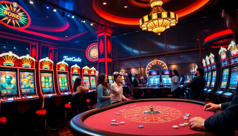 Players enjoying high-stakes games at 789club casino with vibrant tables and slot machines.