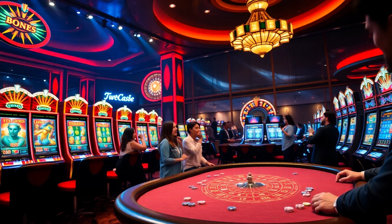 Players enjoying high-stakes games at 789club casino with vibrant tables and slot machines.