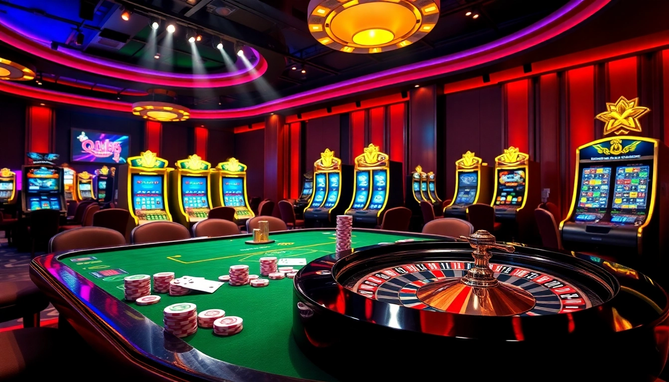 Experience the excitement of QQ88 casino gaming with vibrant tables, cards, and engaging players.