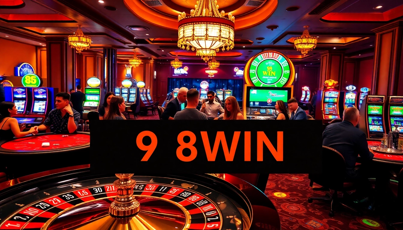 Experience the thrill of 98WIN with vibrant casino gaming tables and luxury slot machines.