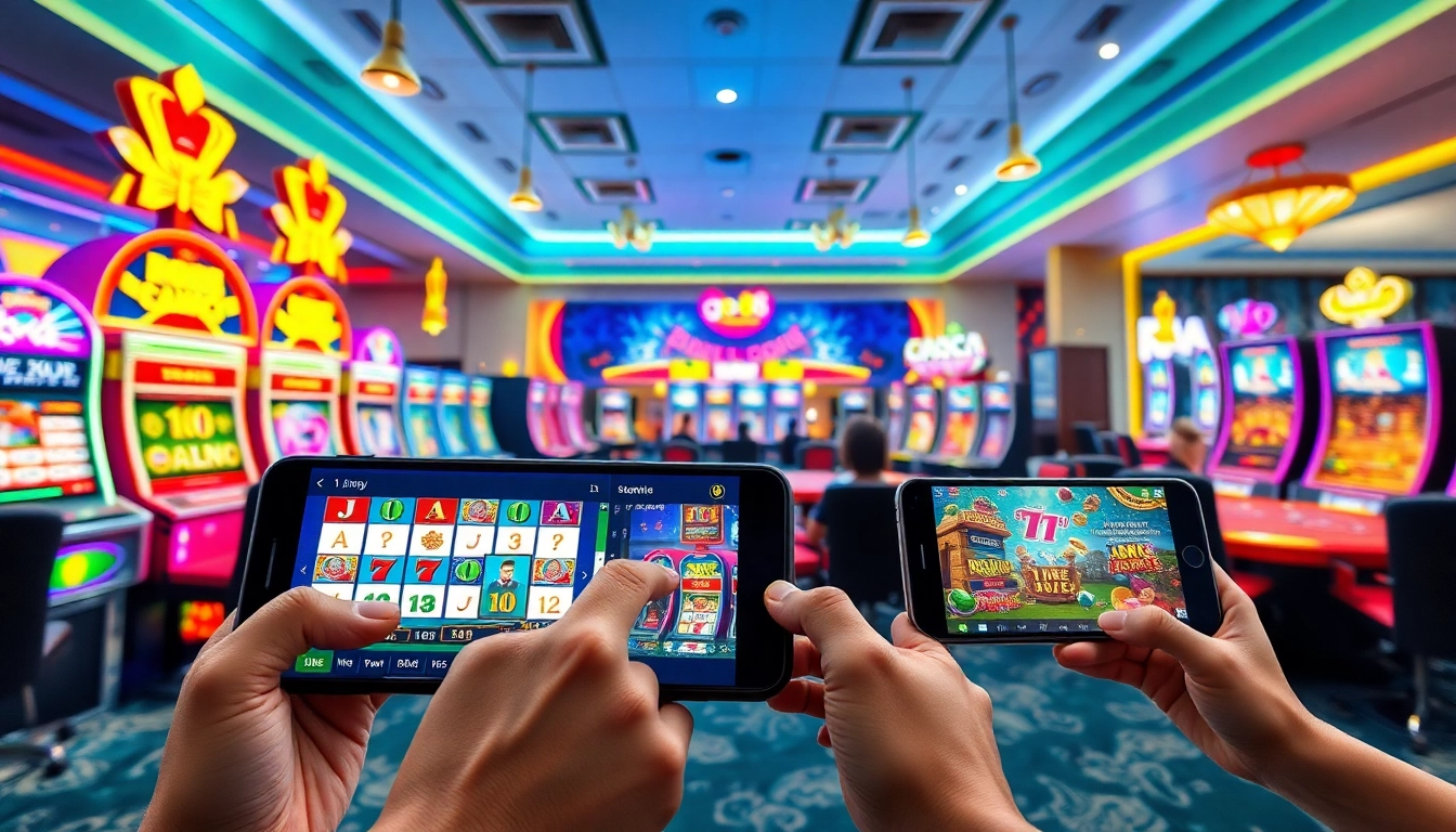 Exciting online gaming scene featuring the go88 platform with colorful slot machines and user interactions.