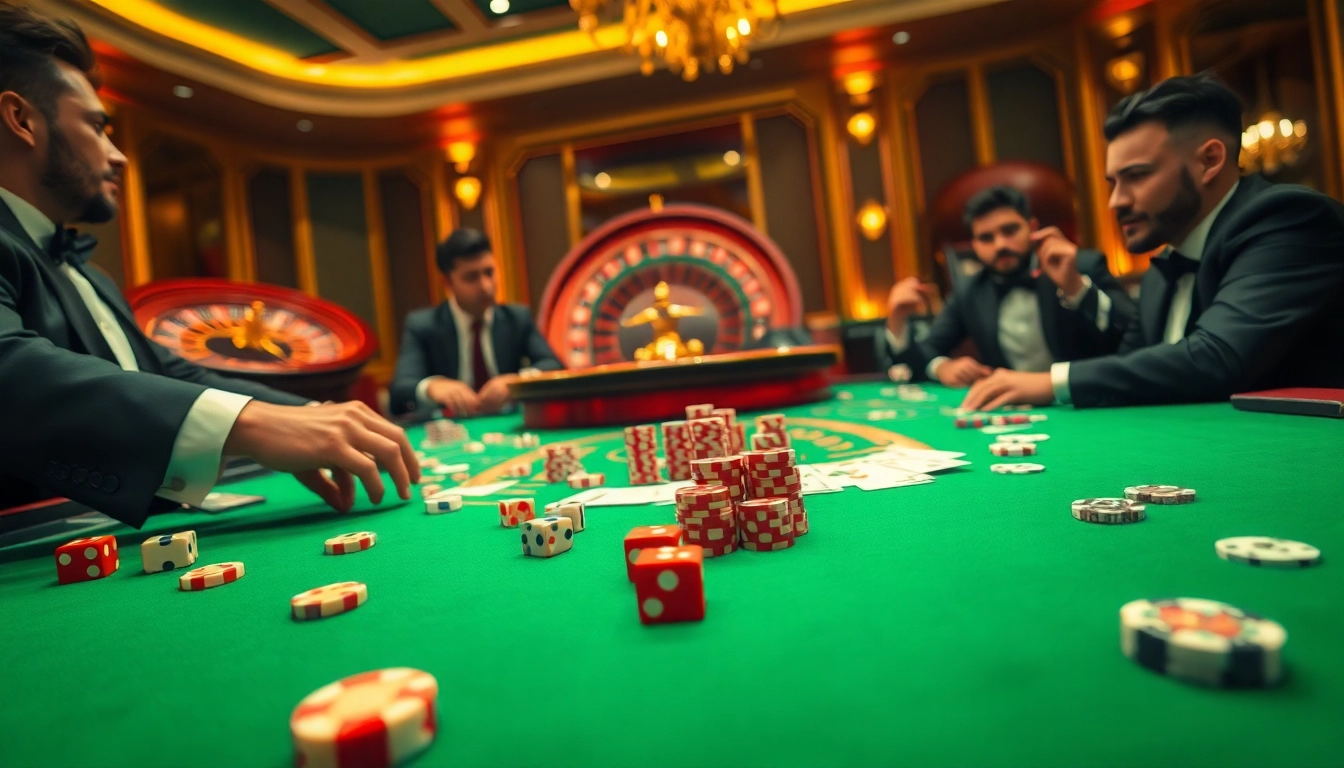 Players strategize at a luxurious poker table, embodying the excitement of gambling at https://x88.law/.