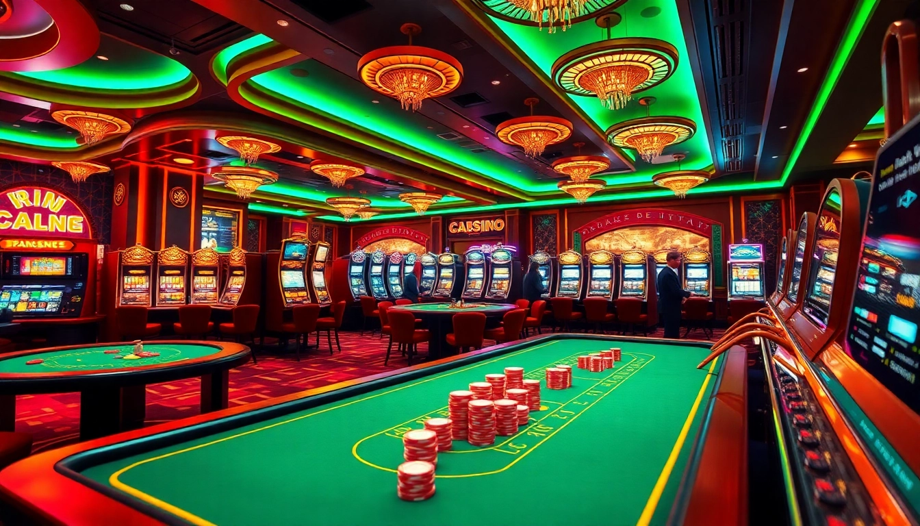 Exciting gaming experience at 123ga.ink, showcasing engaging casino tables and vibrant slot machines.