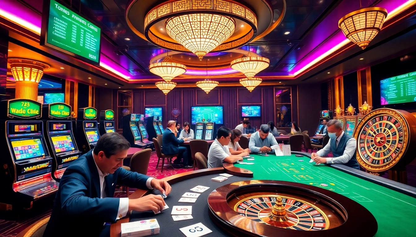 Image illustrating rr88 có uy tín không with players enjoying trusted gambling experiences at a vibrant casino.