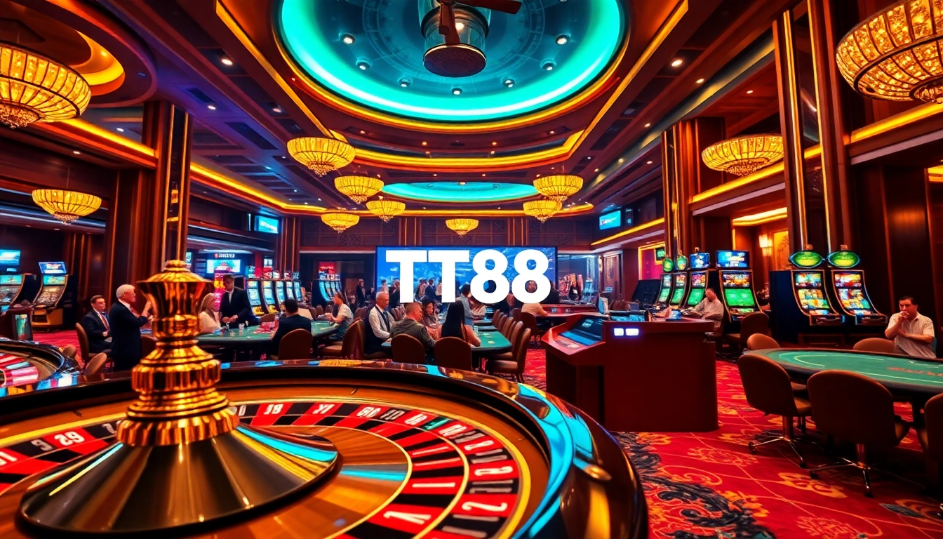 Experience the thrill of TT88 with professionals playing poker at a luxury casino.