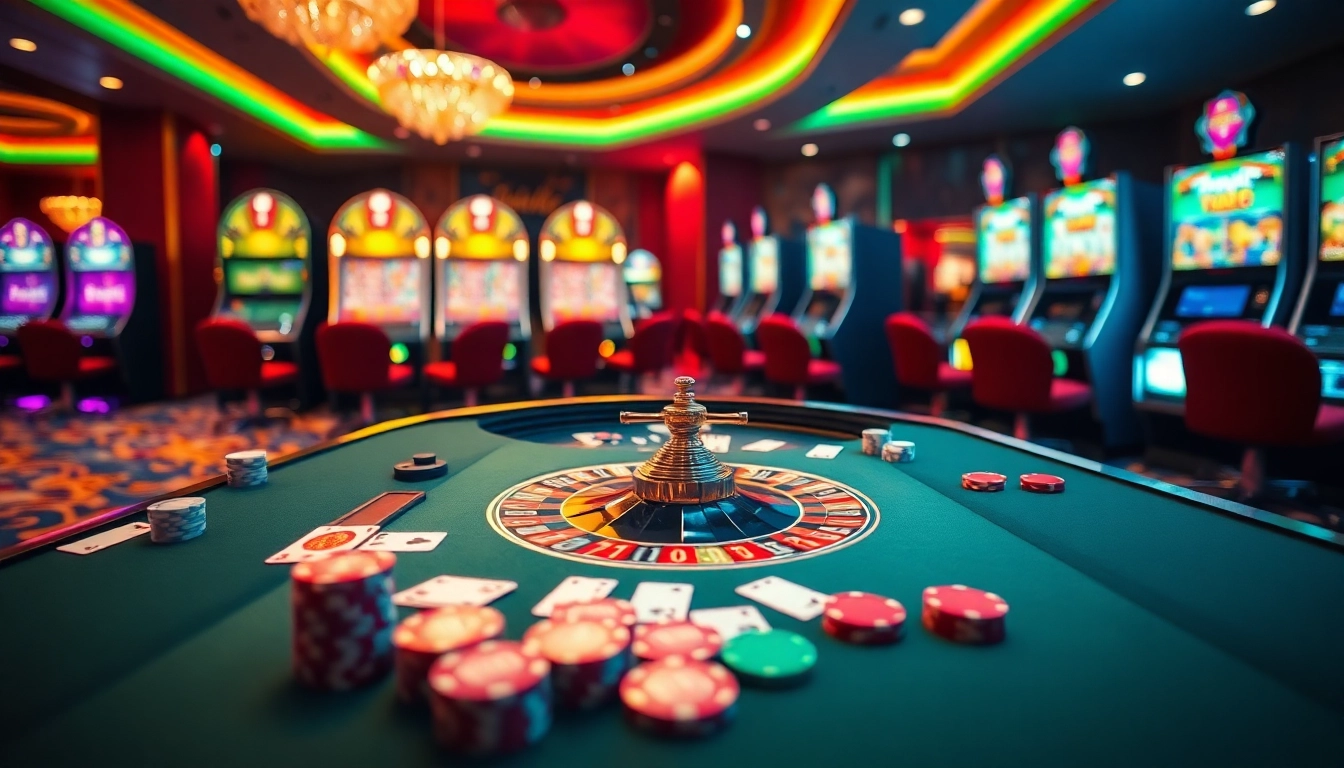 Experience the excitement of gaming at https://bl555.uk.com/ with a vibrant casino scene featuring poker chips and a roulette wheel.